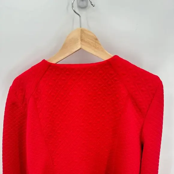 CHICO'S Red Quitled Textured Snap Closure Knit Jacket Blazer // L - Picture 11 of 13